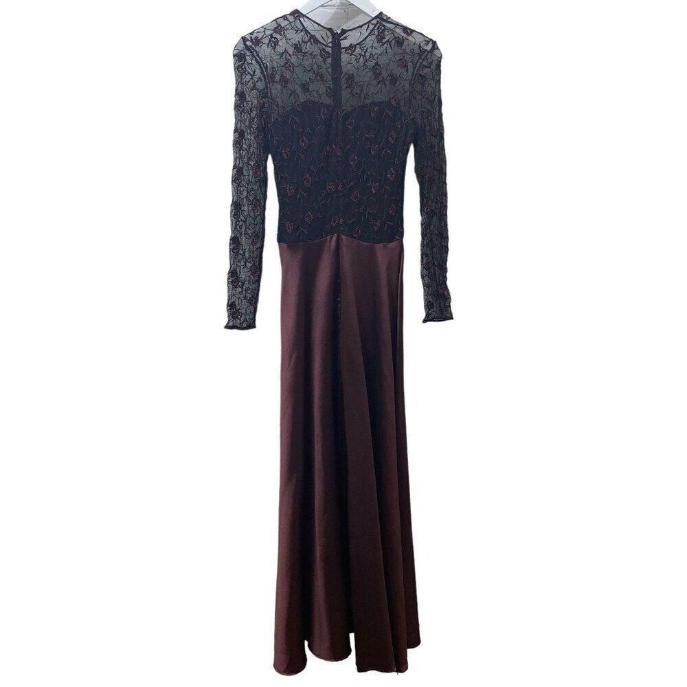 PAMELA DENNIS Couture Silk Evening Gown Sz 10 Formal Long Dress Burgundy Black - Picture 4 of 16